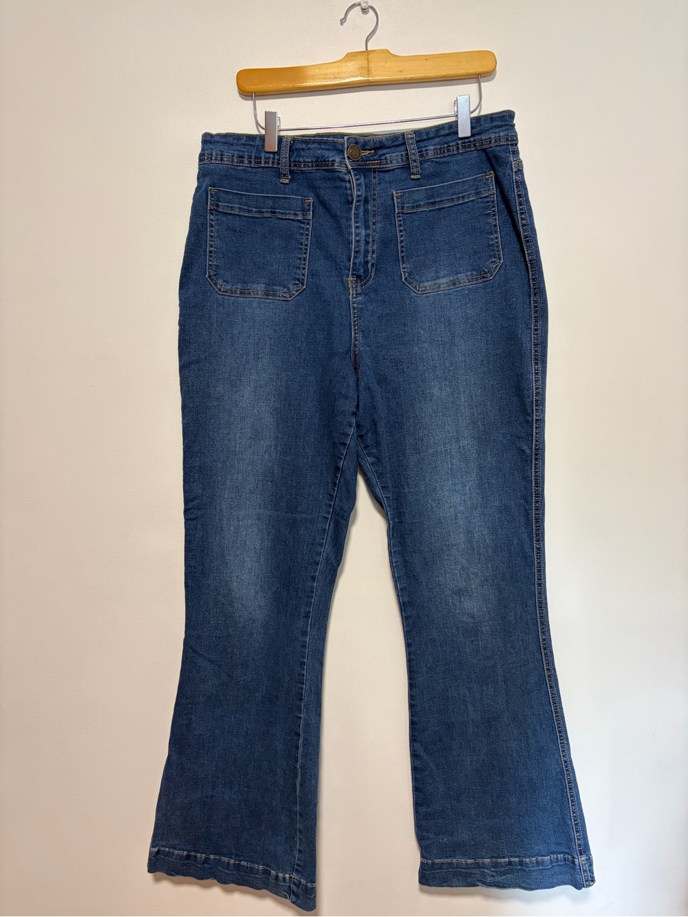 One5One Retro Vintage Style Wide Leg Flare Jeans Plus Size 16